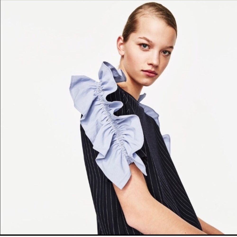 🔥ZARA PINSTRIPE DRESS WITH RUFFLES🔥 - Picture 8 of 8
